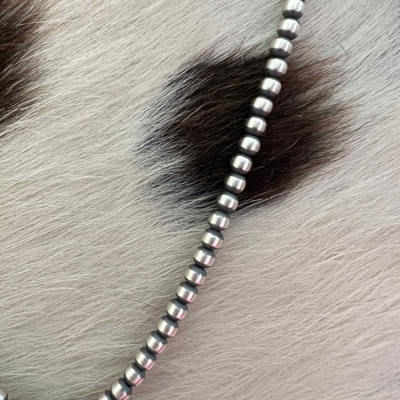 ❤️ 20” 4mm Desert Pearls / Beads Navajo Sterling Silver Necklace USA 11Gm Unisex - Picture 5 of 9
